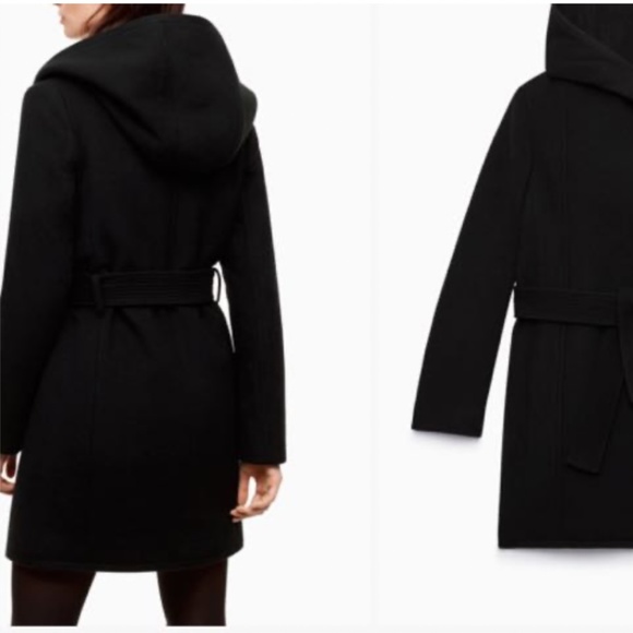 WILFRED Aritzia BORDA Belt Coat Black Italian Virgin Wool & Cashmere XS EUC - Picture 3 of 14